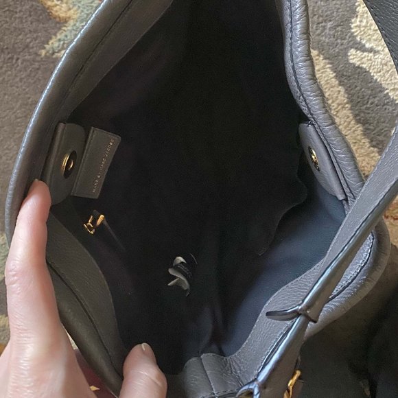 Marc By Marc Jacobs "new Q Hillier" Dark Grey Leather Crossbody Hobo - Picture 4 of 5